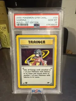 PSA 10 SABRINA HOLO 1st Edition Pokemon Gym TRAINER 2000 GRADED CARD RARE WOW - Image 1