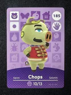 Chops #185 Animal Crossing Amiibo Card Series 2 Authentic +Tracking# - Image 1