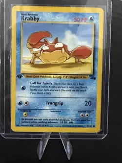 pokemon card Krabby 51/62 Fossil Regular original 1999 rare 1st edition - Image 1