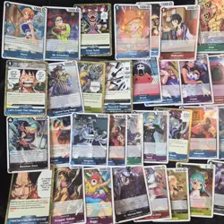 One Piece TCG Card Lot - 55 Foils - No Dubs - Multiple Sets - C/UC and RARES - Image 1