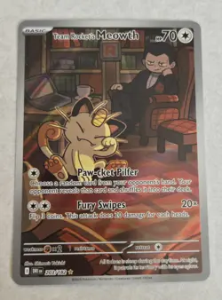 Team Rocket's Meowth 203/182 Sv10 Destined Rivals Holo Pokemon Pokemon TCG Card - Image 1