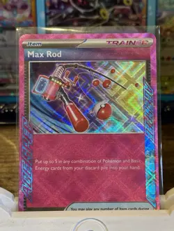 Pokemon TCG Prismatic Evolutions 116/131 Max Rod Ace Spec Trainer Holo Rare Card - Image 2