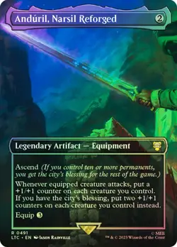 1x NM BORDERLESS FOIL Anduril, Narsil Reforged MTG LOTR SV - Image 1