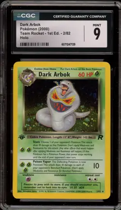 Pokemon Dark Arbok Team Rocket 1st Edition Holo Rare #2 CGC 9 Mint - Image 1