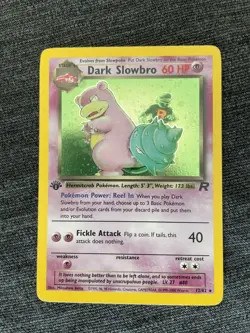 Pokemon Dark Slowbro Team Rocket 1st Edition Holo Rare #12 Holo Swirl - Image 1