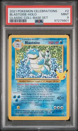 2021 Pokemon Celebrations Classic Collection #2 Blastoise-Holo-Base Set PSA 9 - Image 1