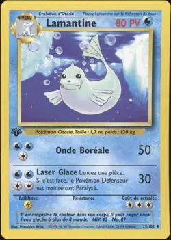 1999 Pokemon FRENCH 1st Edition Base Set Lamantine-Dewgong 25/102 NM - Image 1
