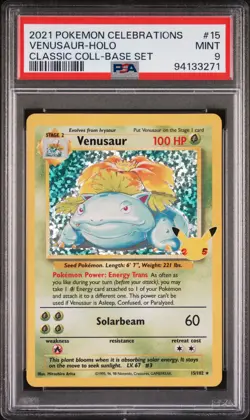 2021 Pokemon Celebrations Classic Collection #15 Venusaur-Holo-Base Set PSA 9 - Image 1