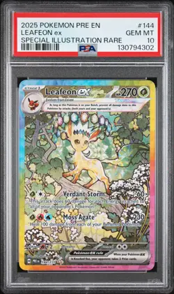 2025 POKEMON PRE EN-PRISMATIC EVOLUTIONS #144 LEAFEON EX PSA 10 - Image 1
