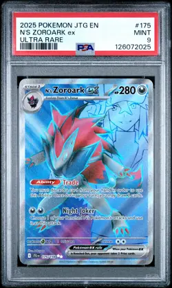 2025 POKEMON JTG EN-JOURNEY TOGETHER ULTRA RARE #175 N'S ZOROARK EX PSA 9 - Image 1
