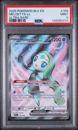 2025 POKEMON BLK EN-BLACK BOLT ULTRA RARE #159 MELOETTA EX PSA 9 - Image 1