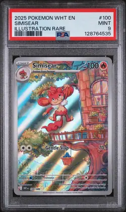 2025 POKEMON WHT EN-WHITE FLARE ILLUSTRATION RARE #100 SIMISEAR PSA 9 - Image 1