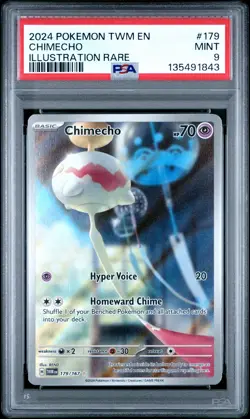 2024 POKEMON TWM EN-TWILIGHT MASQUERADE ILLUSTRATION RARE #179 CHIMECHO PSA 9 - Image 1