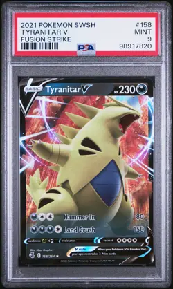 2021 POKEMON SWORD & SHIELD FUSION STRIKE #158 TYRANITAR V PSA 9 - Image 1