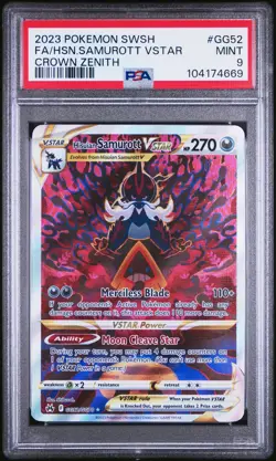 2023 POKEMON SWORD & SHIELD CROWN ZENITH FULL ART/HISUIAN SAMUROTT VSTAR PSA 9 - Image 1