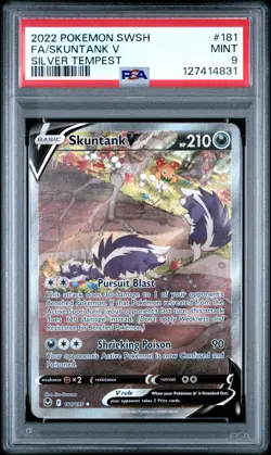 2022 POKEMON SWORD & SHIELD SILVER TEMPEST #181 FULL ART/SKUNTANK V PSA 9 - Image 1