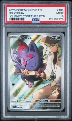 2025 POKEMON SVP EN-SV BLACK STAR PROMO #189 N'S ZORUA PSA 9 - Image 1