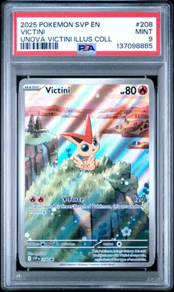 2025 POKEMON SVP EN-SV BLACK STAR PROMO #208 VICTINI PSA 9 - Image 1