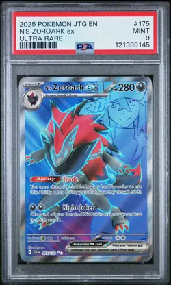 2025 POKEMON JTG EN-JOURNEY TOGETHER ULTRA RARE #175 N'S ZOROARK EX PSA 9 - Image 1