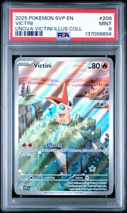 2025 POKEMON SVP EN-SV BLACK STAR PROMO #208 VICTINI PSA 9 - Image 1