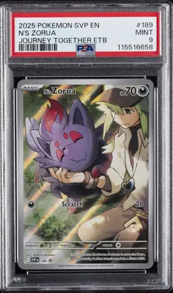 2025 POKEMON SVP EN-SV BLACK STAR PROMO #189 N'S ZORUA PSA 9 - Image 1