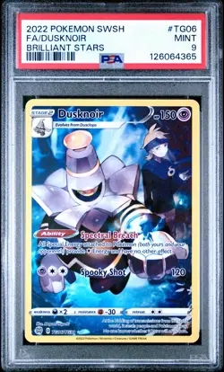 2022 POKEMON SWORD & SHIELD BRILLIANT STARS #TG06 FULL ART/DUSKNOIR PSA 9 - Image 1