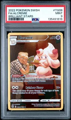 2022 POKEMON SWORD & SHIELD BRILLIANT STARS #TG08 FULL ART/ALCREMIE PSA 9 - Image 1