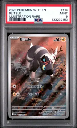 2025 POKEMON WHT EN-WHITE FLARE ILLUSTRATION RARE #114 BLITZLE PSA 9 - Image 1