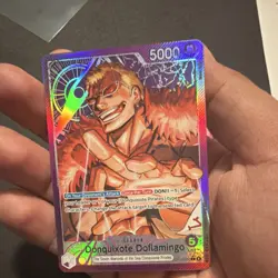 Bandai One Piece CCG Donquixote Doflamingo OP14-060 Leader Holo Special - Image 4