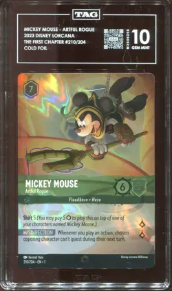 Disney Lorcana Mickey Mouse Artful Rogue Enchanted Graded TAG 10 Gem Mint #210 - Image 3