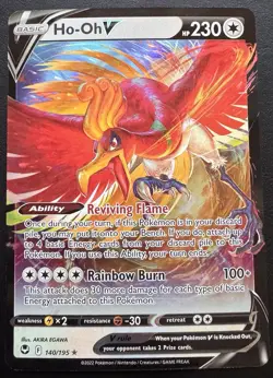 Ho-Oh V 140/195 Ultra Rare Silver Tempest Pokemon TCG NM - Image 1