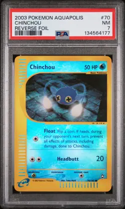 Chinchou Reverse Holo 70/147 Aquapolis Pokemon PSA 7 - Image 1