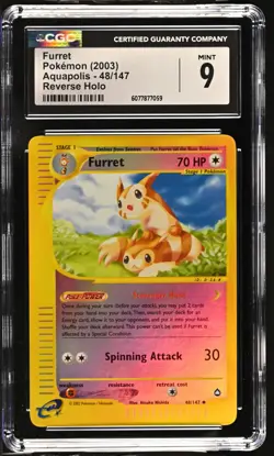 CGC 9 MINT Furret 2003 Aquapolis 48/147 Reverse Holo Pokemon Card - Image 1