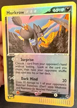 Murkrow 47/100 2003 EX Sandstorm Pokemon Card TCG Arita Artwork Reverse Holo Nm - Image 2