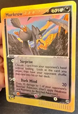 Murkrow 47/100 2003 EX Sandstorm Pokemon Card TCG Arita Artwork Reverse Holo Nm - Image 3