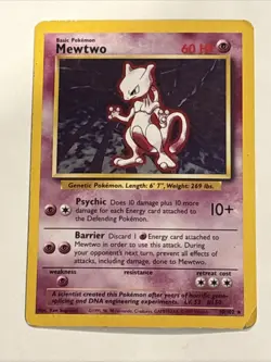 Pokemon TCG Mewtwo Base Set Holo Unlimited Rare Card 10/102 MP Condition - Image 1