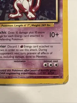 Pokemon TCG Mewtwo Base Set Holo Unlimited Rare Card 10/102 MP Condition - Image 4