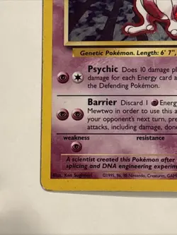 Pokemon TCG Mewtwo Base Set Holo Unlimited Rare Card 10/102 MP Condition - Image 5