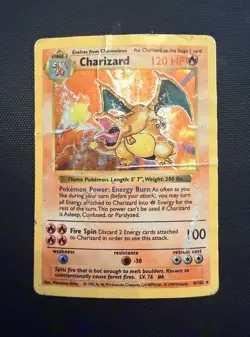 Pokemon Charizard 4/102 Base Set Holo Rare 120 HP 1999 Wizards English Card - Image 1