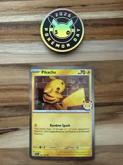 Pokemon TCG Pikachu #51/162 Pokemon Day 2026 Stamped Promo With Coin Near Mint - Image 1