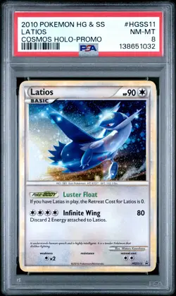2010 POKEMON HEARTGOLD & SOULSILVER PROMO COSMOS HOLO #HGSS11 LATIOS PSA 8 - Image 1