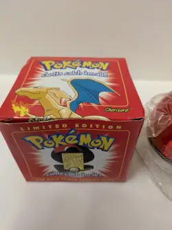 1999 B.K. Pokemon Charizard Pokeball Sealed 23 Karat Gold Plated Trading Red Box - Image 3
