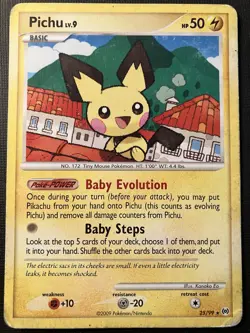 Pichu 25/99 Pokemon Platinum Arceus 2009 Regular HP/DAMAGED/CREASED - Image 1