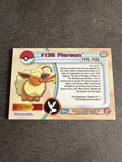 Flareon #136 Pokemon 2000 Topps TV LP - Image 2
