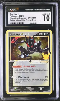 CGC 10 GEM MINT Black Star Promo Greninja Gold Star SWSH144 Celebrations Pokemon - Image 1