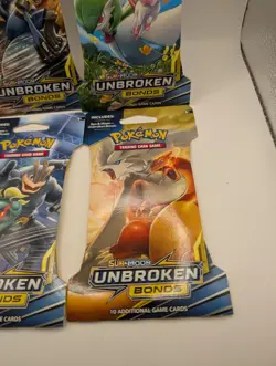 Art Set of 4 Blister Sealed Booster Packs: Pokemon SM unbroken Bonds Cards ENG - Image 3