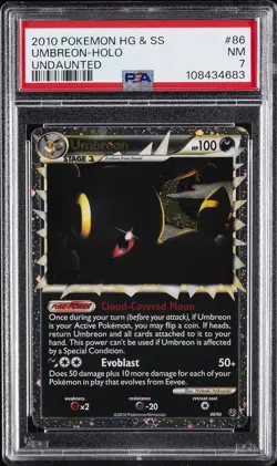2010 POKEMON HEARTGOLD & SOULSILVER UNDAUNTED #86 UMBREON-HOLO PSA 7 - Image 1