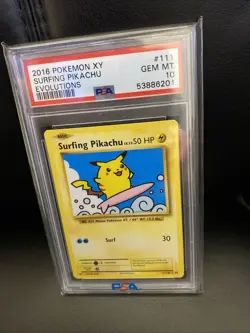 2016 Pokemon XY Evolutions Surfing Pikachu Secret Rare #111 PSA 10 GEM MINT - Image 1