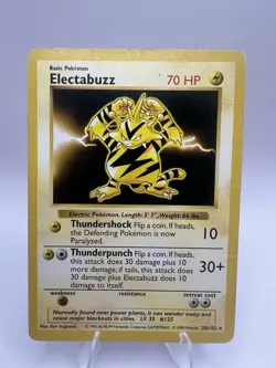 Electabuzz 20/102 Shadowless Base Set Rare 1999 Pokemon Card WOTC MP Vintage - Image 1