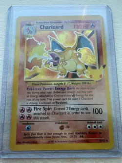 Pokemon Charizard Base Set 004/102 Holo Rare 25th Anniversary TCG Card English - Image 1